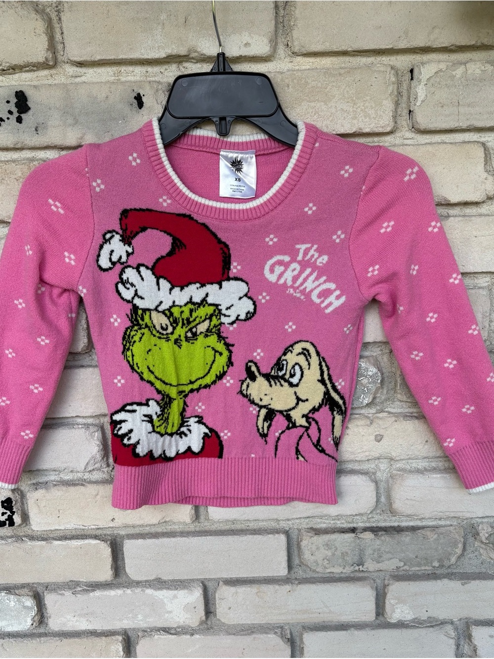 The Grinch Pink Kids Christmas Holiday Sweater Top